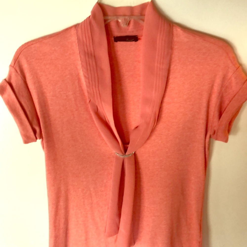 Knit Peach and chiffon top